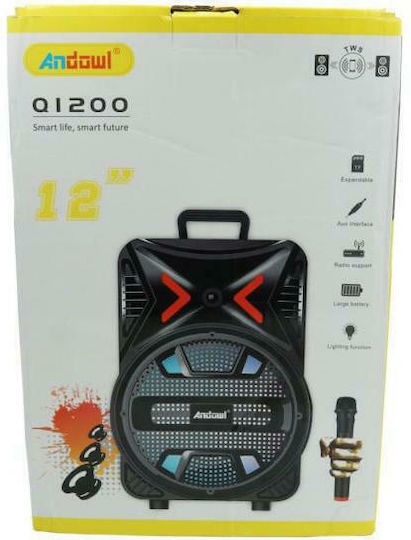 Andowl Karaoke Speaker With Wired Microphone And Lighting Effects AN-Q1200 Black