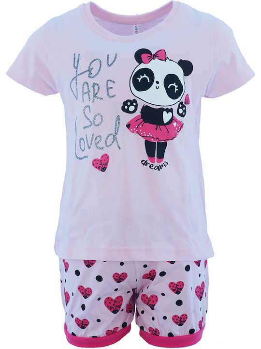 Dreams by Joyce Set Top & Bottom Kids Summer Pyjamas Pink