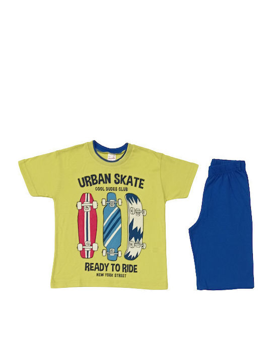 Minerva Детска пижама Лятна Жълта Urban Skate