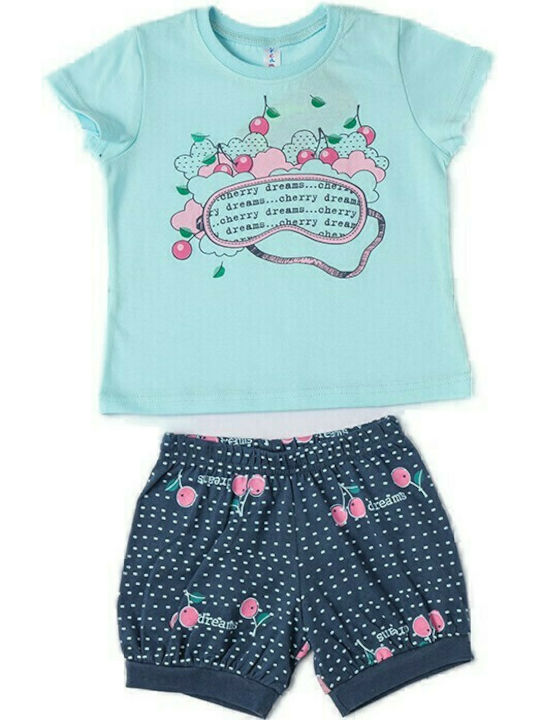 Dreams by Joyce Set Top & Bottom Kids Summer Pyjamas Turquoise