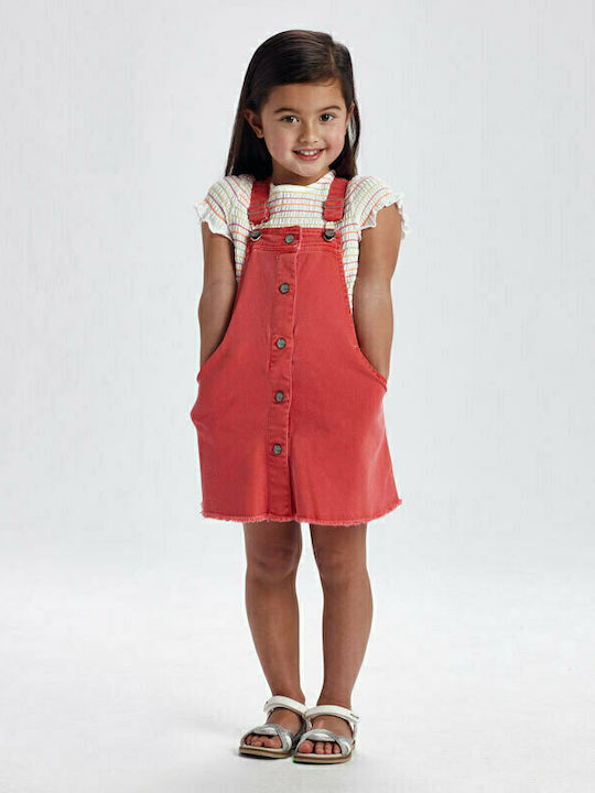 Girls Dungarees Red