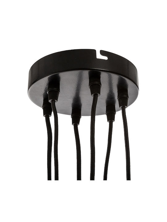 A-S Udell Adjustable Pendant Light Black for 6 Bulbs E27 15x5cm
