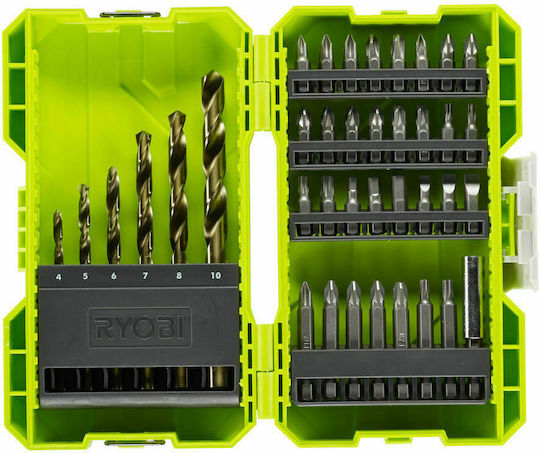 Ryobi Set of 38 Drills with Cylindrical Shank for Metal