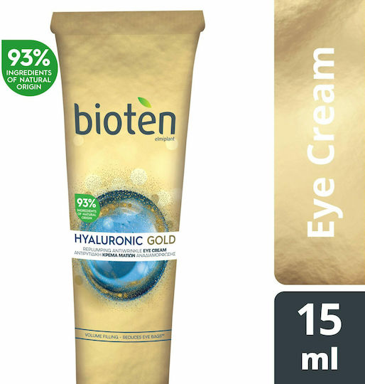 Bioten Hyaluronic Gold Cremă de Ochi pentru Hidratare și Anti-îmbătrânire 15ml