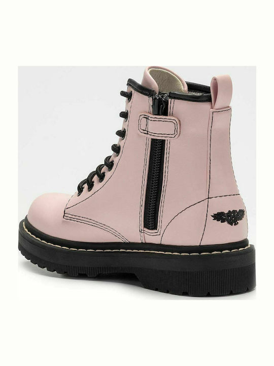 Doris Rosa Anatomisch Lederne Kinderstiefel mit Reißverschluss Rosa