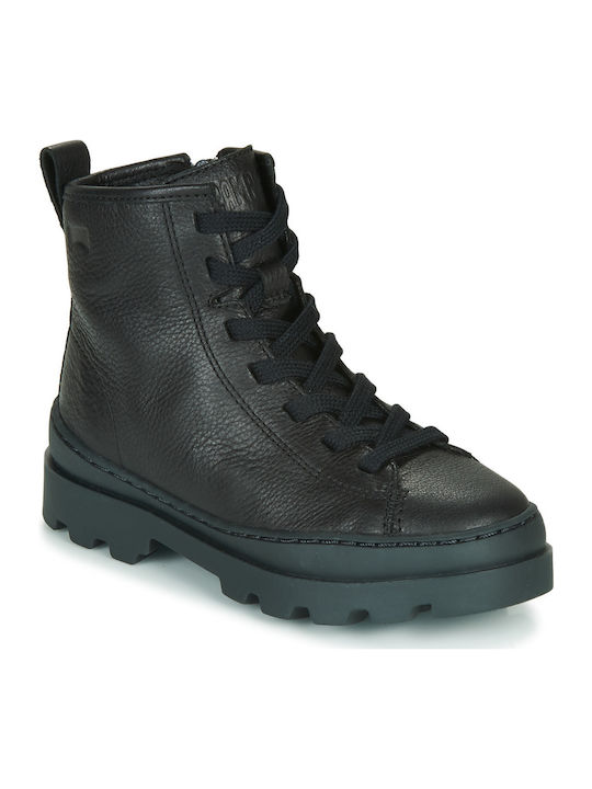 Brutus Anatomical Leather Kids Boots with Laces Black