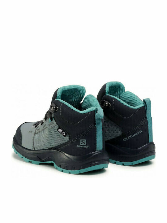 Kids Waterproof Leather Hiking Boots Outward Turquoise 409724