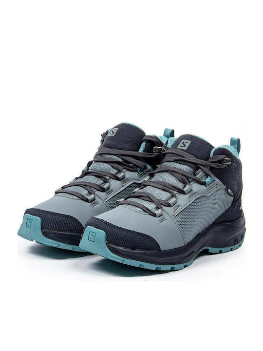 Kids Waterproof Leather Hiking Boots Outward Turquoise 409724