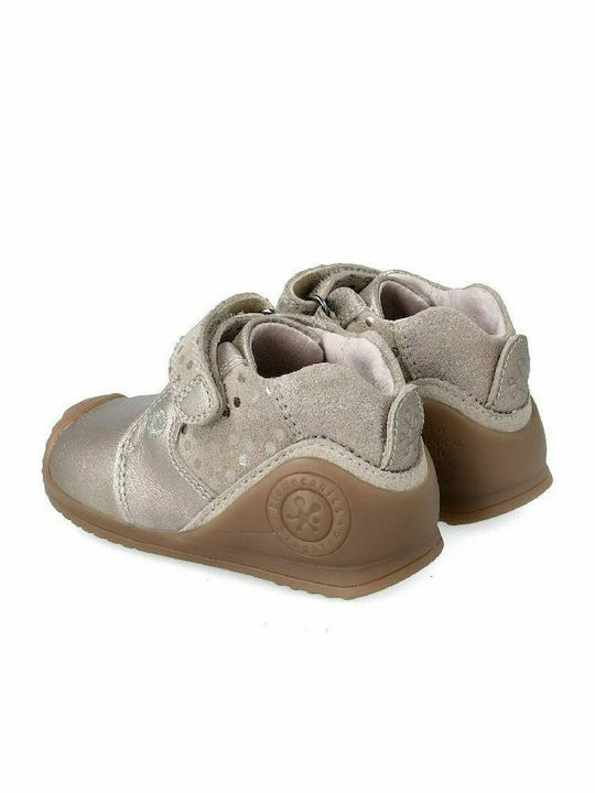 Anatomisch Lederne Kinderstiefeletten mit Klettverschluss Gold