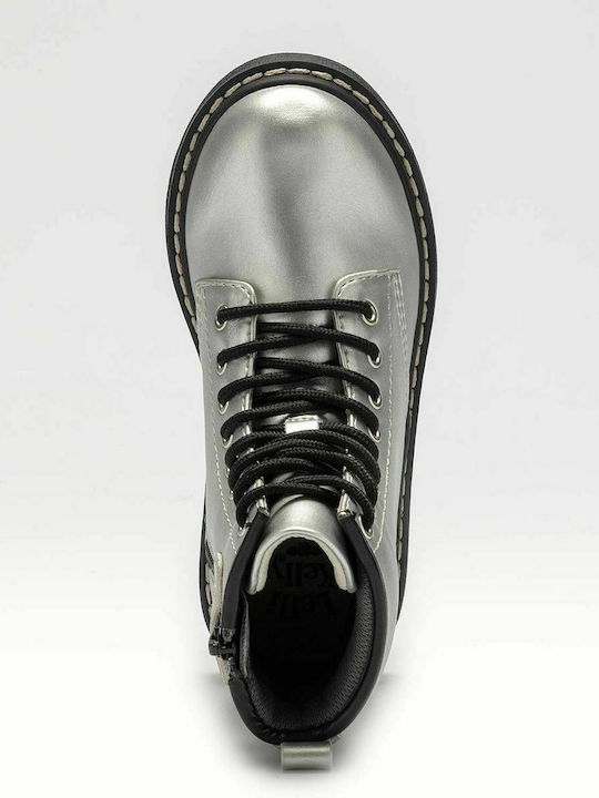 Sofia Anatomical Leather Kids Boots with Zipper Silver