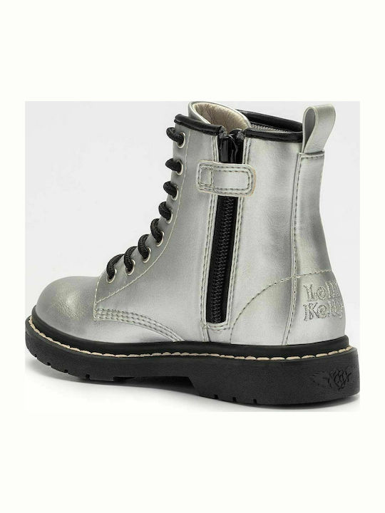Sofia Anatomical Leather Kids Boots with Zipper Silver