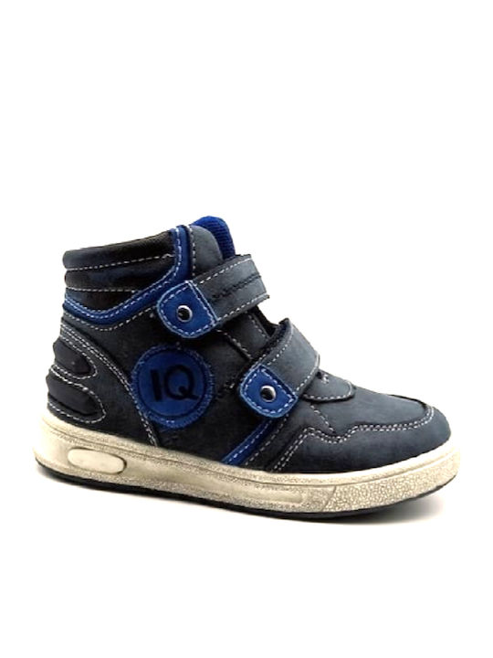 Zinon Leather Kids Boots with Velcro Blue