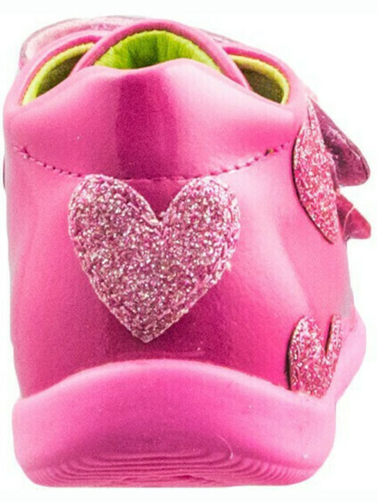 Anatomical Leather Kids Boots with Velcro Red