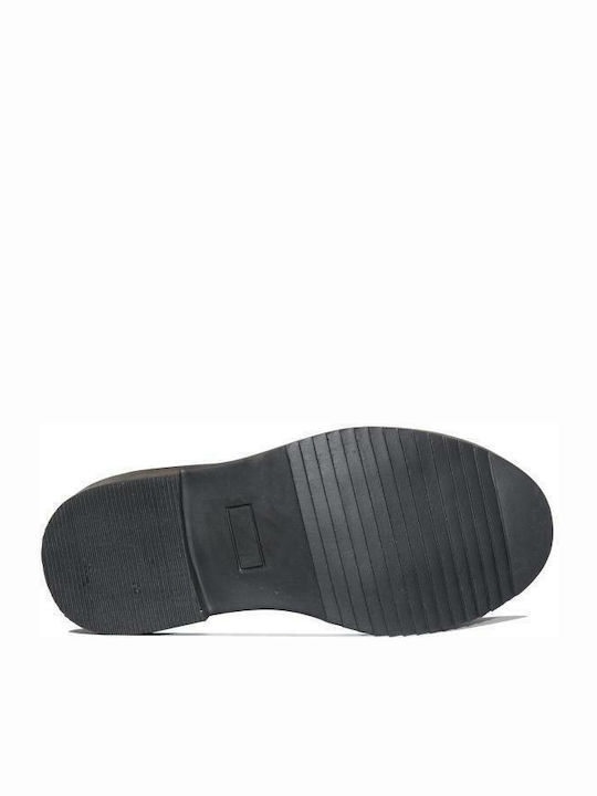 Lederne Kinderstiefel mit Schnürsenkeln Schwarz