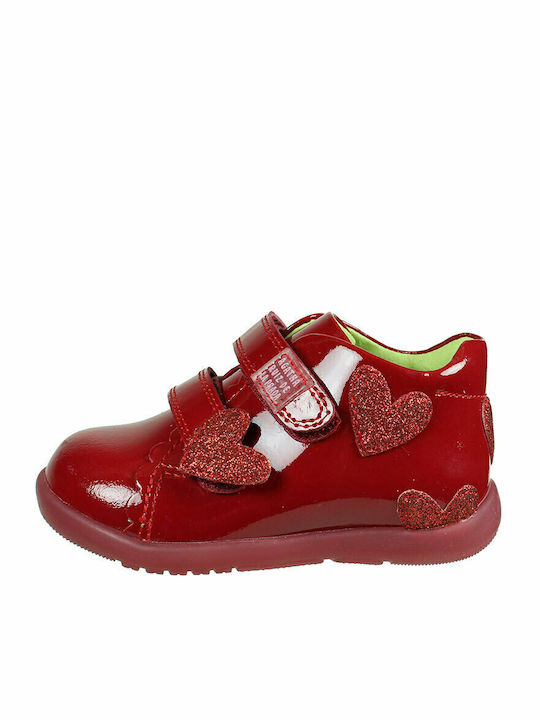 Anatomical Leather Kids Boots with Velcro Red