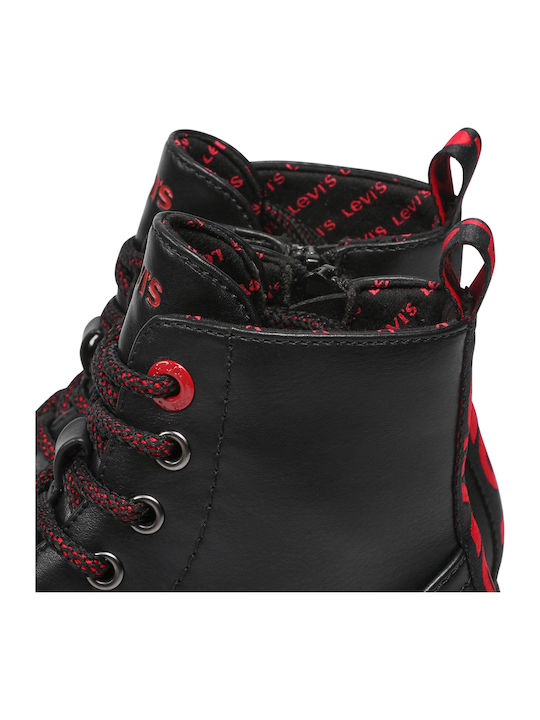 Catherine Leather Kids Boots with Zipper Black