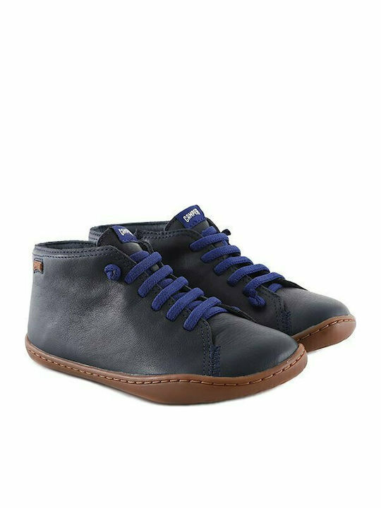 Peu Cami Anatomical Leather Kids Boots with Zipper Navy Blue