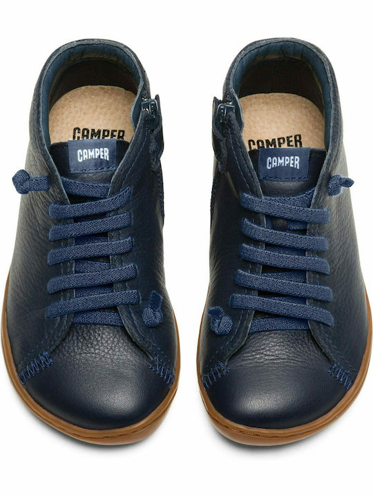 Peu Cami Anatomical Leather Kids Boots with Zipper Navy Blue