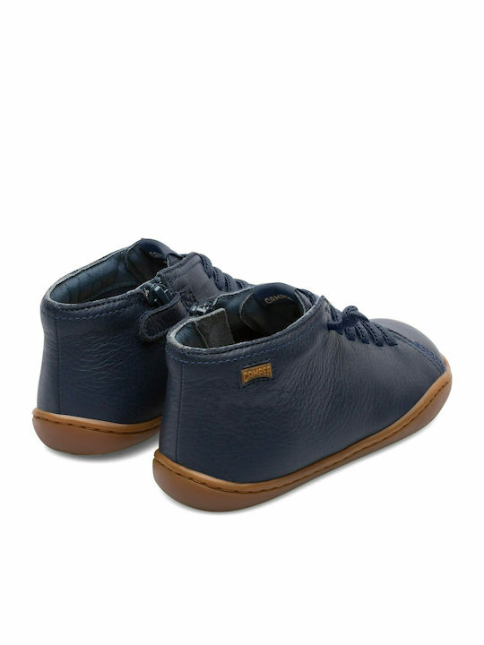 Peu Cami Anatomical Leather Kids Boots with Zipper Navy Blue