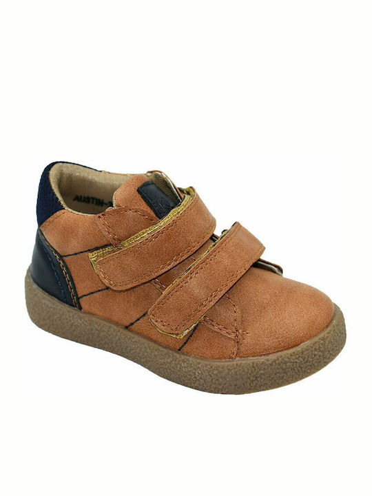 Austin Anatomical Leather Kids Boots with Velcro Tabac Brown