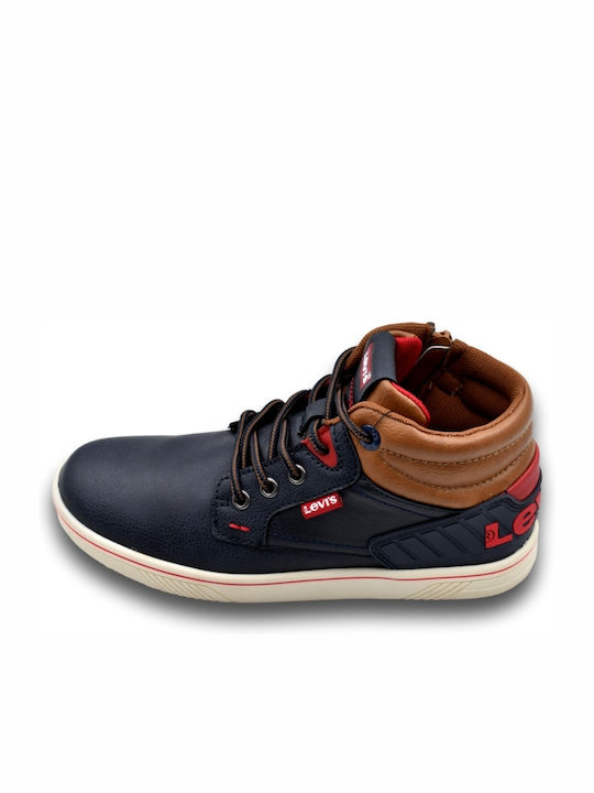 Portland Leather Kids Boots with Laces Blue
