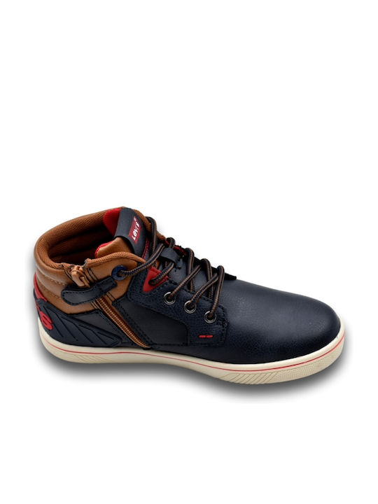 Portland Leather Kids Boots with Laces Blue