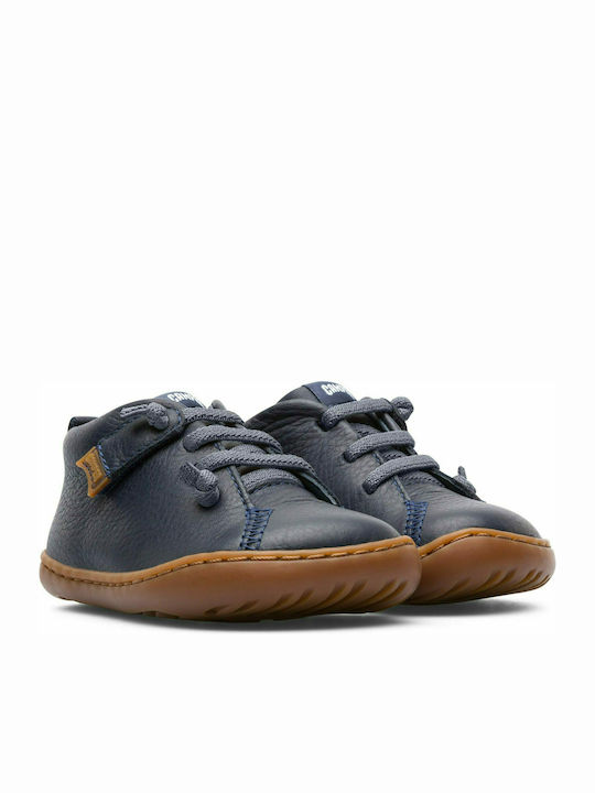 Peu Kids Leather Anatomic Boots with Lace Navy Blue