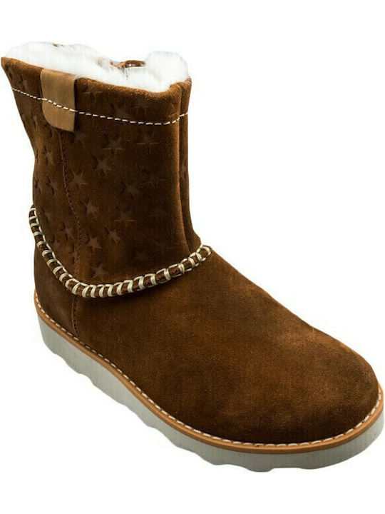 Crown Piper K Suede Kids Boots with Zipper Brown