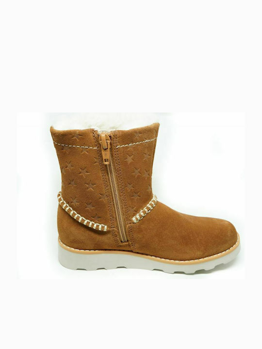 Crown Piper K Suede Kids Boots with Zipper Brown