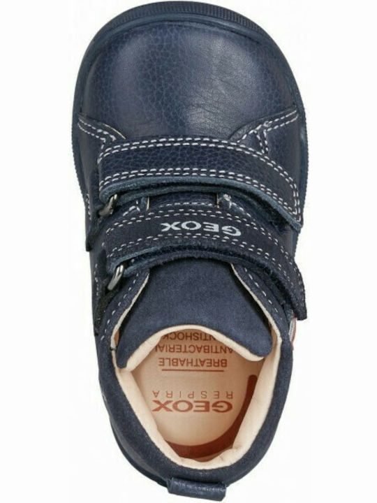 B Macchia Anatomisch Lederne Kinderstiefeletten mit Klettverschluss Blau