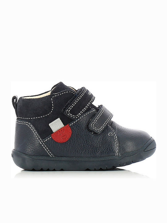 B Macchia Anatomisch Lederne Kinderstiefeletten mit Klettverschluss Blau