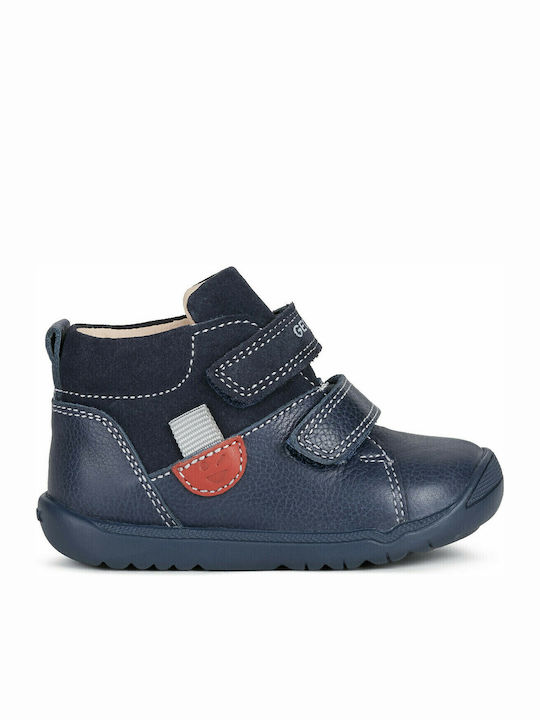 B Macchia Anatomisch Lederne Kinderstiefeletten mit Klettverschluss Blau