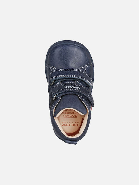 B Macchia Anatomisch Lederne Kinderstiefeletten mit Klettverschluss Blau