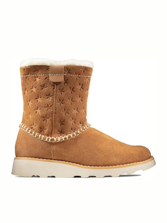 Crown Piper K Suede Kids Boots with Zipper Brown
