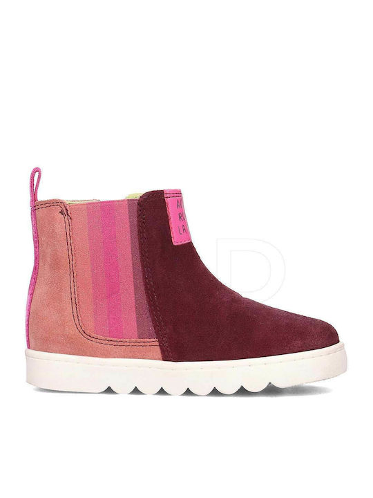 Anatomical Leather Kids Boots with Zipper Fuchsia