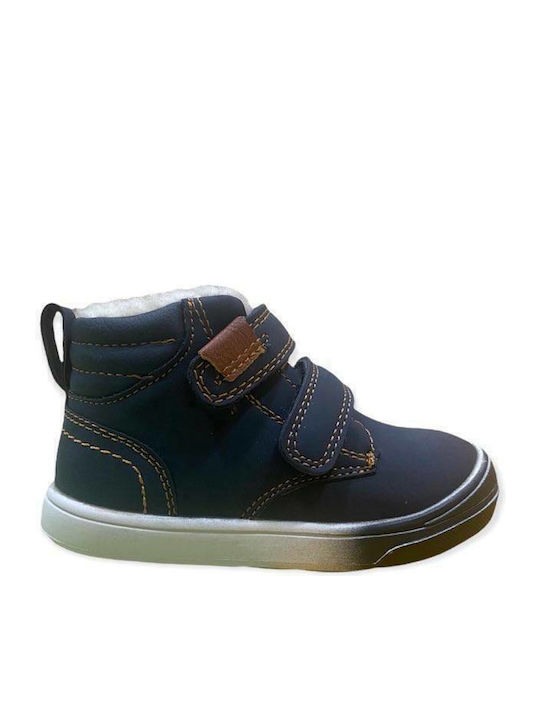 Oscal Kids Leather Anatomic Boots with Hoop & Loop Closure Navy Blue