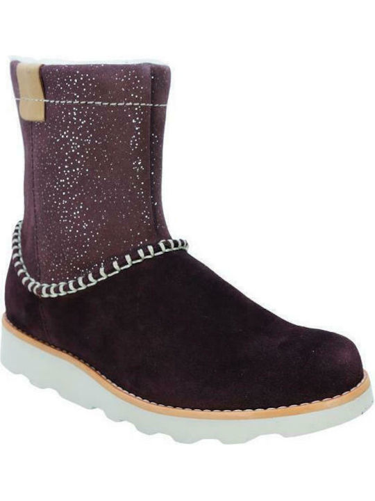 Crown Piper T Suede Παιδικά Μποτάκια με Φερμουάρ Μπορντό