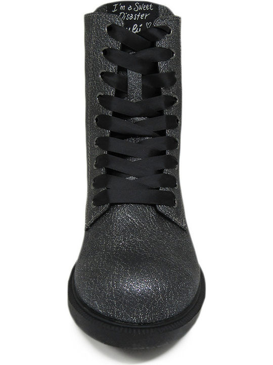 Rider Anatomisch Lederne Kinderstiefel mit Reißverschluss Silber
