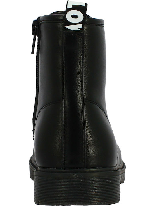 Alexis Leather Kids Boots with Zipper Black