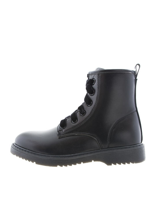 Alexis Leather Kids Boots with Zipper Black