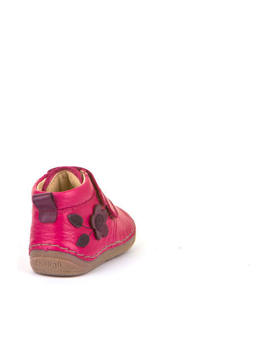 Anatomisch Lederne Kinderstiefeletten mit Klettverschluss Fuchsie