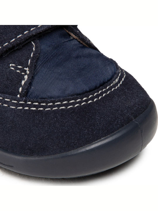 Lederne Kinderstiefeletten mit Klettverschluss Marineblau