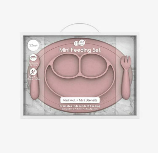 Ezpz Feeding Set Tiny 2 made of Silicone Pink 3pcs for 12+ months