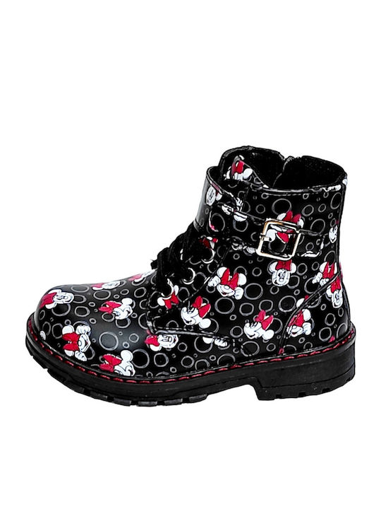 Leather Kids Boots with Zipper Black