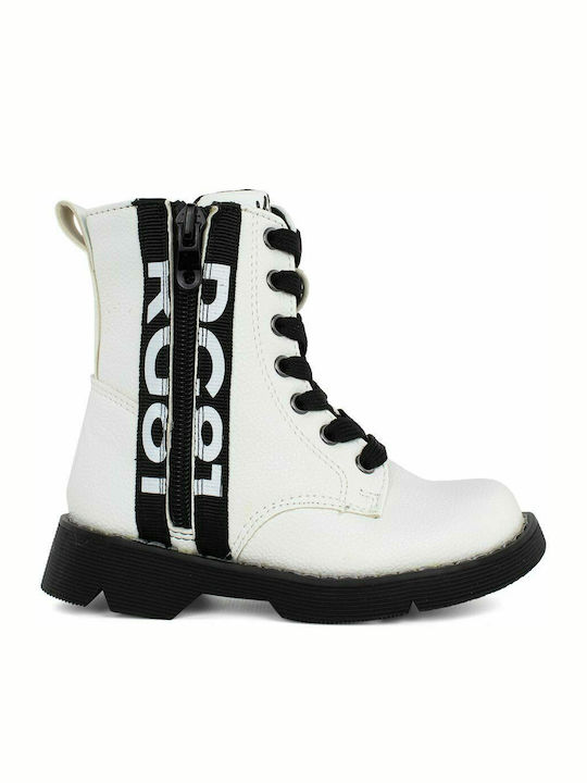 Anatomisch Lederne Kinderstiefel mit Reißverschluss Weiß