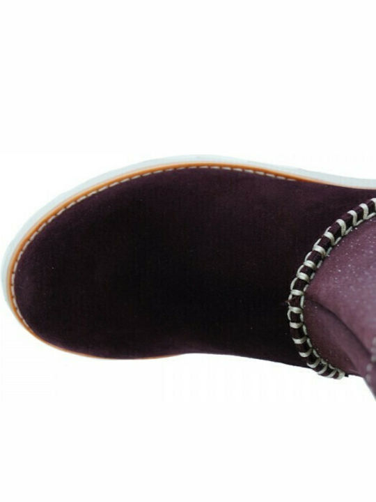 Crown Piper T Suede Παιδικά Μποτάκια με Φερμουάρ Μπορντό