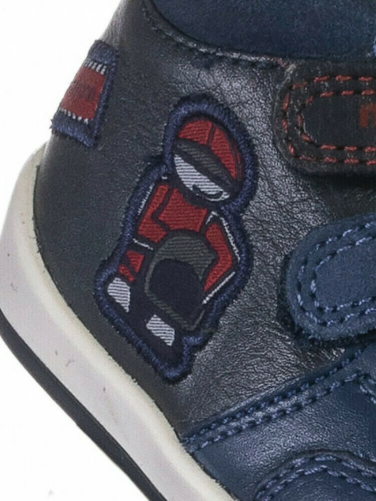 Leather Kids Boots with Velcro Navy Blue