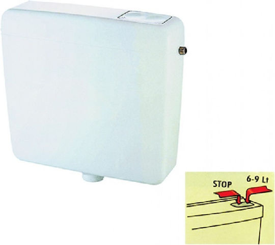 Capri 21221 Montat pe perete Plastic Rezervor de toaletă Rectangular Presiune scăzută Alb