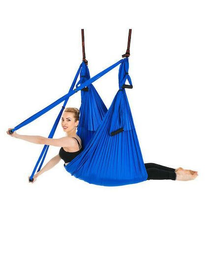 MegaFitness Tuch Aerial Yoga Swing Trapeze 5x1.5m. mit Griffen Blau