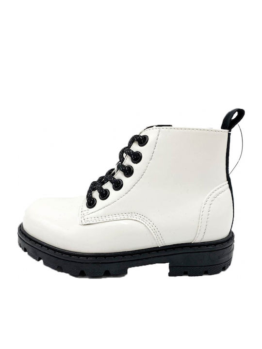 Clover Kids Boots from Patent Leather with Zipper White